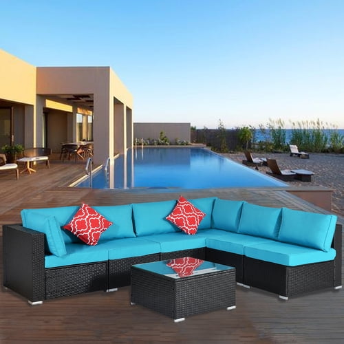 7 Pcs Of Outdoor Sofa And Patio Furniture Set Hand Woven Rattan With Cushions Coffee Table Com Outdoor Sofa And Patio Furniture Set, Best Patio Furniture For The Money