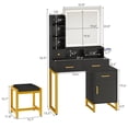 thumbnail image 6 of DEXTRUS Vanity Table Set with Mirror, Drawers, Adjustable Lighting and Storage Shelves, Black, 6 of 6