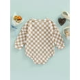 thumbnail image 4 of Baby’s Casual Long Sleeve Romper Fashion Checkerboard Print Round Neck Triangle Jumpsuits with Pockets, 4 of 8
