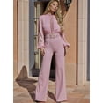 thumbnail image 4 of Women Elegant Jumpsuit Formal Sex-Y High Necked Long Sleeved Casual Straight Pantsbusiness Party Jumpsuit Pink XL, 4 of 8