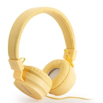 WIGACH Kids Headphones Wired for School HD Mic Stereo Sound Foldable Headphones for Online Study, 3.5mm Jack Wired Cord On-Ear Headset for Pad PC Phones Tablet Etc - ALL YELLOW