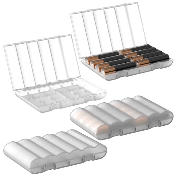 Linkidea 4Pcs AAA Battery Organizer Box - Portable Travel Case, Holds 8 AAA Batteries, Storage for Home & Travel (Clear)