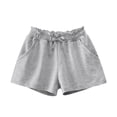 thumbnail image 5 of SHTXOZHI Solid Color Shorts for Girls Elastic High Waisted Shorts Cute Tie Casual School Uniform Shorts with Pockets, 5 of 8