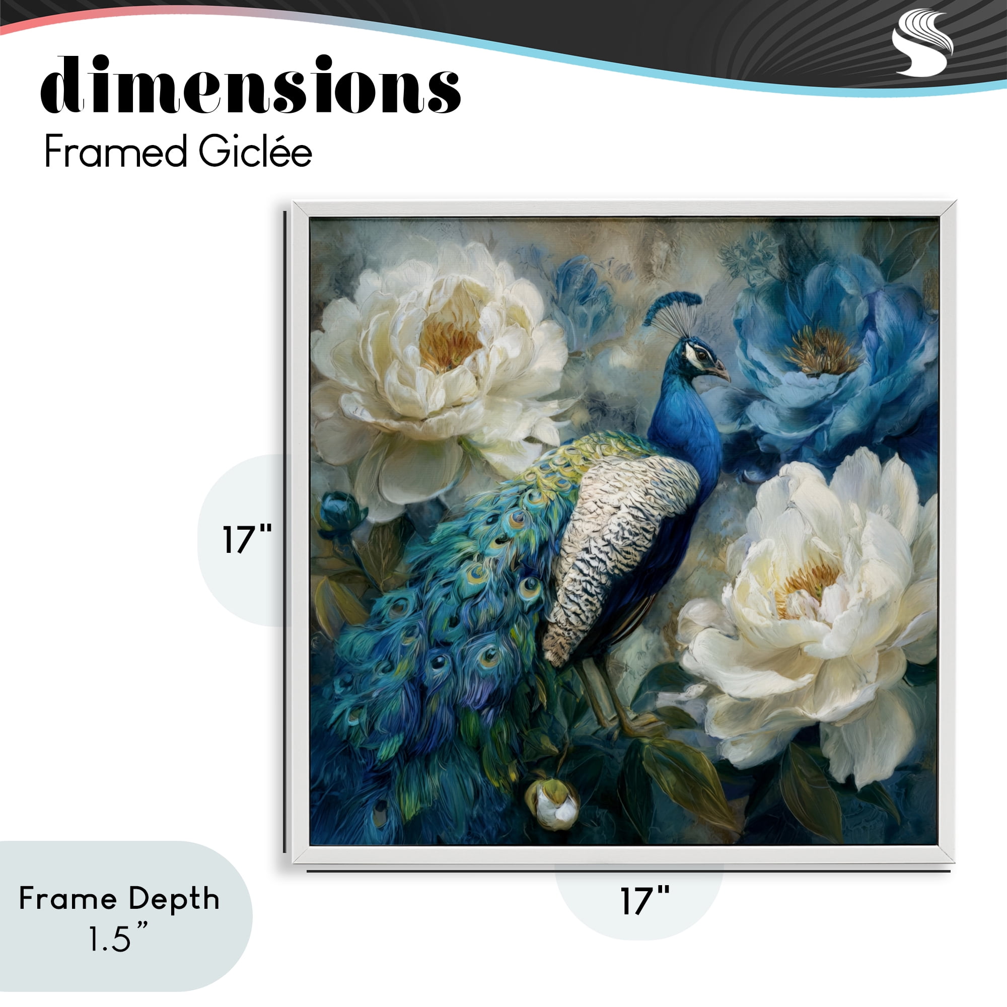 Stupell Industries Pretty Peony Peacock White Framed Giclee Art, design by Tina LeCour