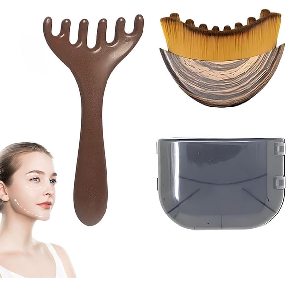 Lymphatic Contour Face Brush Set – Reduce Puffiness & Sculpt Jawline with Gentle Dry Brushing for Facial Massage, Chin & Lymphatic Drainage – Ideal for Sensitive Skin -