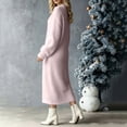 thumbnail image 4 of BRGZLK Winter Sweater Dresses for Women Trendy VNeck Solid Color Warm Cozy Casual Long Dress Button Down Side Slit Maxi Dress Pink M, 4 of 8