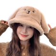 thumbnail image 2 of Birdeem Women's Cute Rabbit Ear Hat Plush Thickened Warm Fashion Bucket Hat, 2 of 12