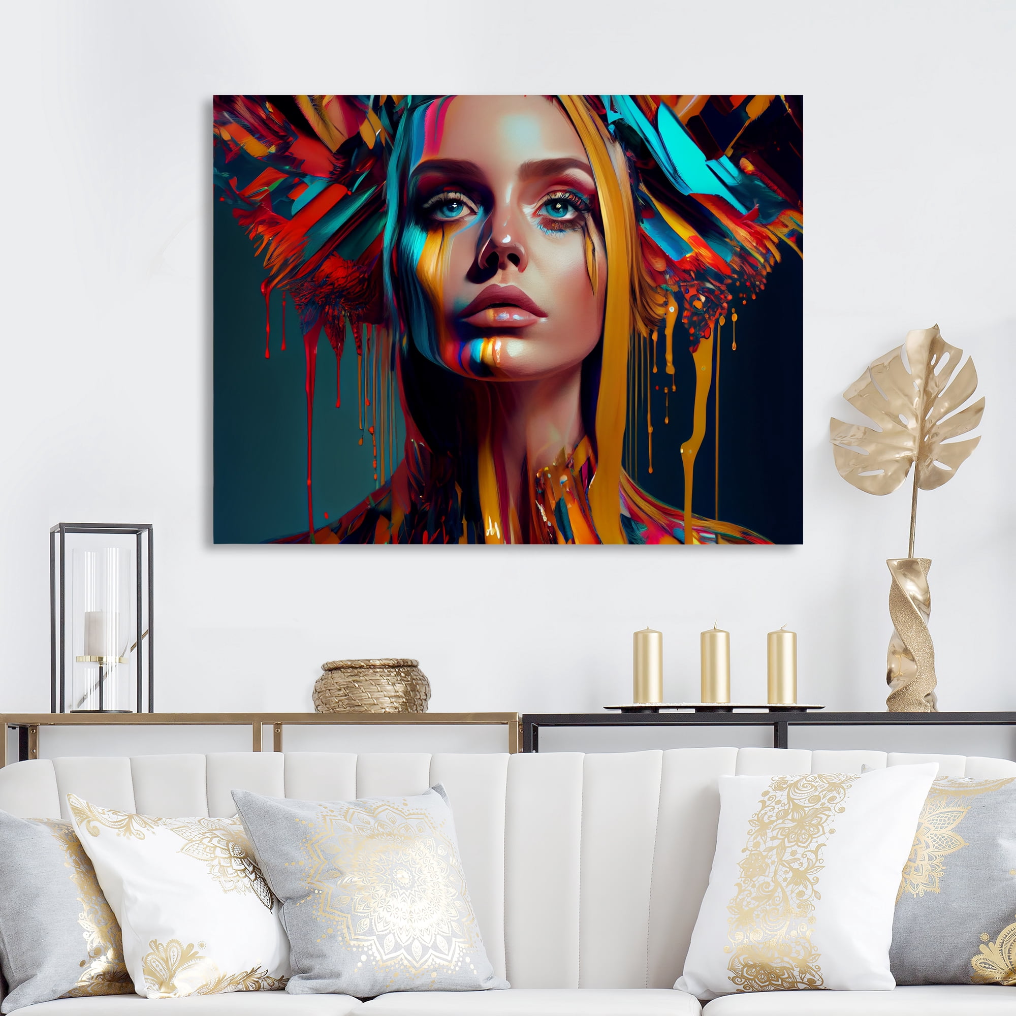 Designart Vibrant Creative Woman Portrait II Canvas Wall Art