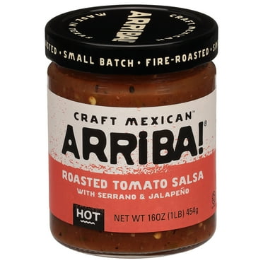 Arriba! Craft Mexican Hot Roasted Tomato Salsa Salsa with Serrano & Jalapeno 16 oz
