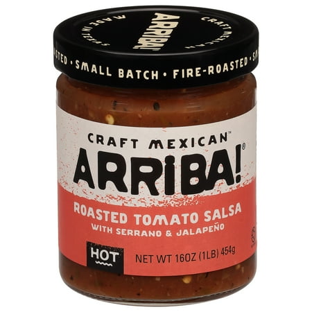 Arriba! Craft Mexican Hot Roasted Tomato Salsa Salsa with Serrano & Jalapeno 16 oz