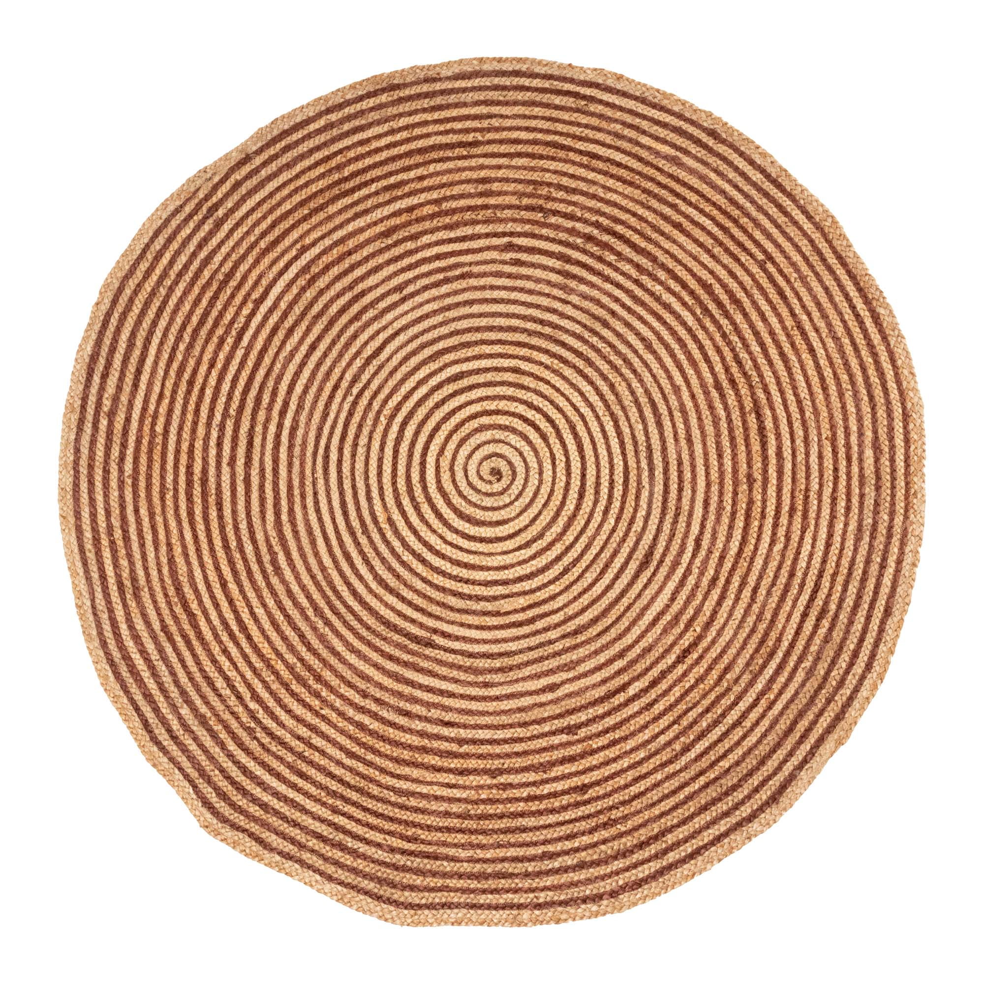 Superior Braided Jute Handwoven Indoor Outdoor Area Rug, 4' Round, Coffee
