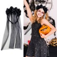 thumbnail image 2 of Happydeer Veil with Ox Horn, Hair Hoop Handmade Mesh Headband, Black, 2 of 11