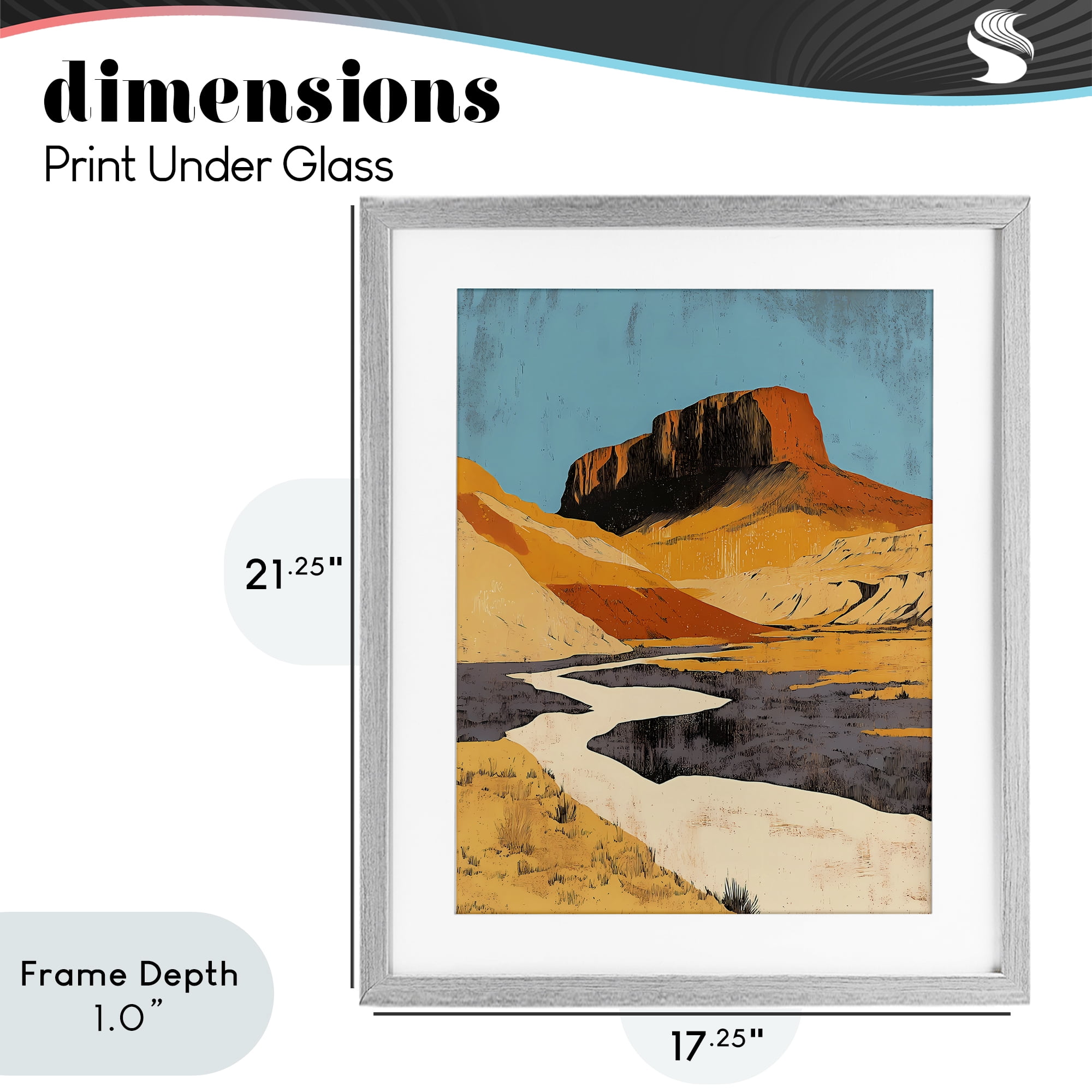 Stupell Industries Vintage Canyon Pass Gray Framed Print Under Glass, design by Walker Noble