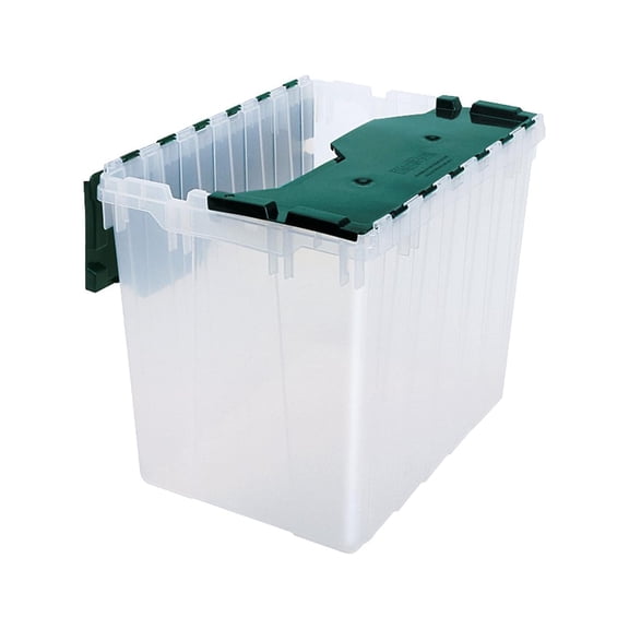 Akro-Mils KeepBox 18 Gallon Plastic Storage Bin, Stackable Tote with Lid, Clear/Green