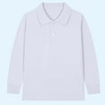 thumbnail image 2 of Nskgu Boys' School Uniform Long Sleeve Polo Shirt Button Closure Comfortable Breathable Fabric for Kids, 2 of 3