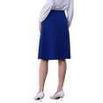 thumbnail image 3 of Falda de campana sólida para mujer Inspire Chic, de cintura alta, casual, estilo A, midi, talla XL, azul real, 3 of 5