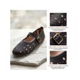 thumbnail image 3 of BLISSFUL STEP Women's Closed Toe Buckle Ballet Flats Slip on Pumps Black2 7.5, 3 of 6