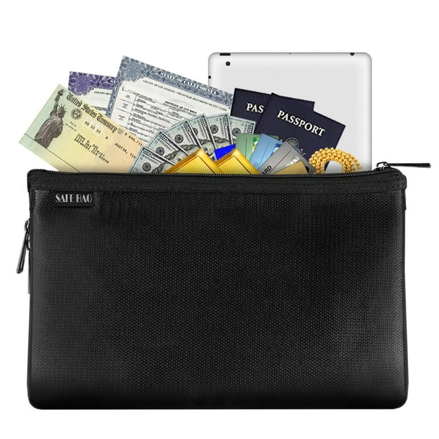 Abody Small Fireproof Money Bag Fire and Water Resistant Expandable Document Bag Storage Pouch with Zipper for A5 File Document Cash Jewelry Passport