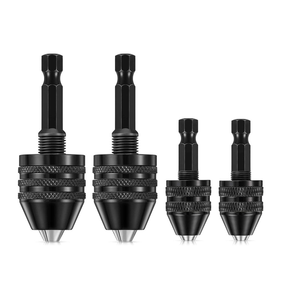 4 Pcs 1/4" Hex Shank Keyless Drill Chuck Adapter Bit Quick Change
