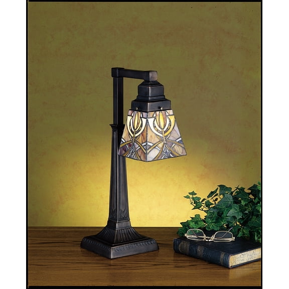 Meyda Tiffany 27636 One Light Table Lamp, 20" H, Bronze/Dark