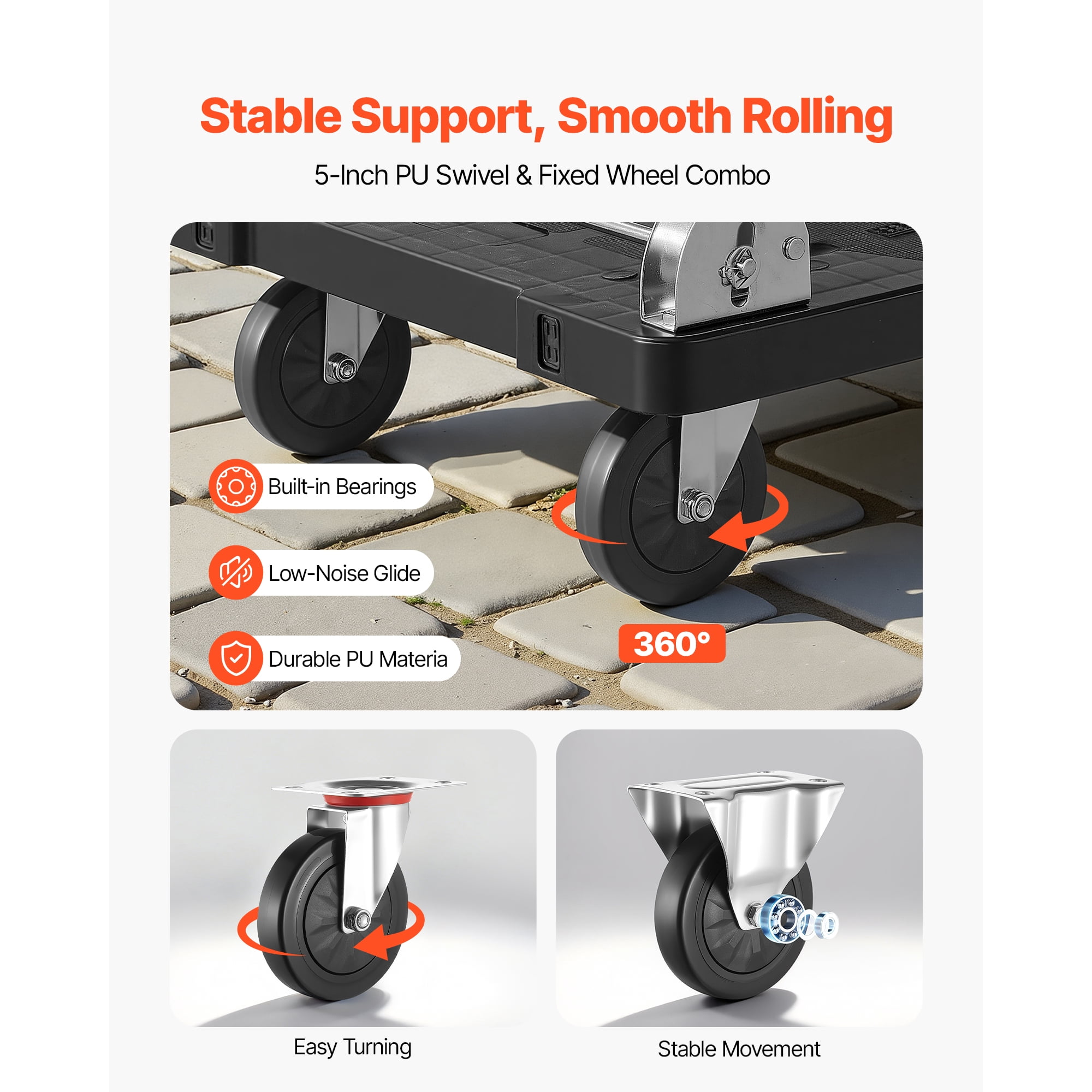 KFFKFF Foldable Push Cart Dolly, 660 lbs Load Capacity, Folding Platform Truck with Rotating Wheels, Flatbed Hand Truck for Transport, Compact Push Handle for Convenient Storage,35.2 x 23.4 x 33.5 in