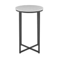 thumbnail image 3 of Walker Edison Modern Glam Round End Table, Faux White Marble and Black, 3 of 9