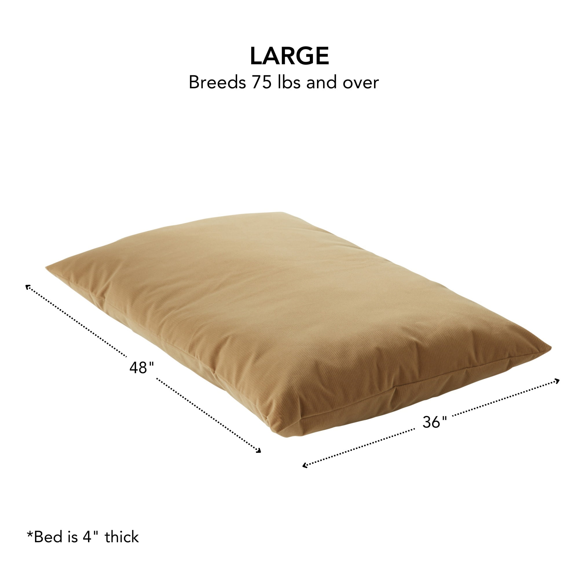 Happy Hounds Charlie Corduroy Reversible Throw Dog Bed, Large (48" x 36"), Camel