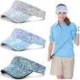 thumbnail image 2 of 3 Pcs Glitter Visor Shiny Rhinestones Sport Golf Adjustable Summer Cap Golf Sun Visor Caps for Golf Tennis Cycling Running, 2 of 7