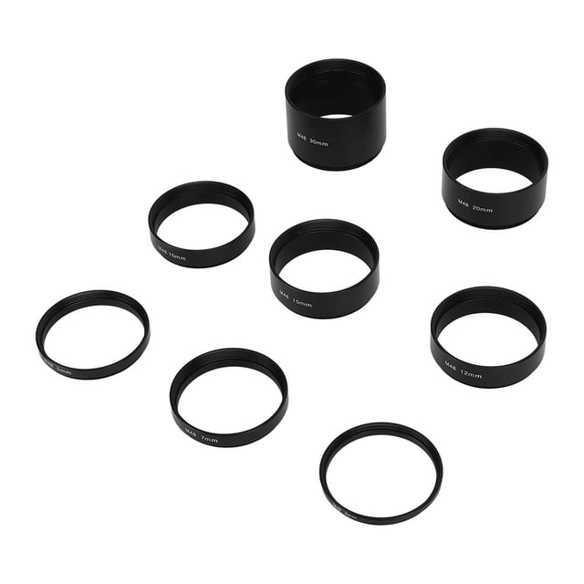 Kit de tubo de extensión de distancia focal, anillo de extensión de distancia focal m48x0.75 Eliminando la aleación de aluminio de luz redundante 8 pc para fotografía