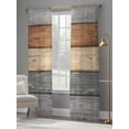 thumbnail image 4 of Farmhouse Haze Blue Brown Sheer Curtains 84 Inch Length 2 Panels Set, Vintage Wooden Striped Voile Window Treatment Rod Pocket Curtains Sheers Drapes for Bedroom/Living Room/Kitchen 52"x84"x2, 4 of 7