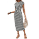 thumbnail image 3 of Vestido de Verano para Mujer, con Cuello Redondo, Informal, Elegante, con Lazo en la Cintura y Corta. Gris Oscuro L, 3 of 9