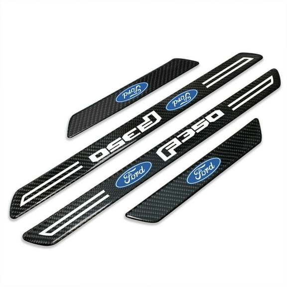 Ford F-350 Real Carbon Fiber 4 Pcs Universal Door Sill Step Protector Guard Decal Plates Guard Plate