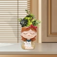thumbnail image 6 of simhoa Girl Figurine Planter Pot Cute Plant Container for Balcony Housewarming Gift Cat, 6 of 10