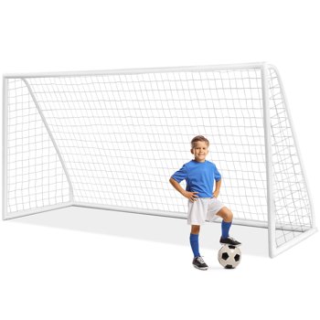 Gymax But de Soccer Toutes Saisons 12 x 6 Pi avec Cadre en PVC Robuste pour Enfants et Adultes, Pratique de Soccer