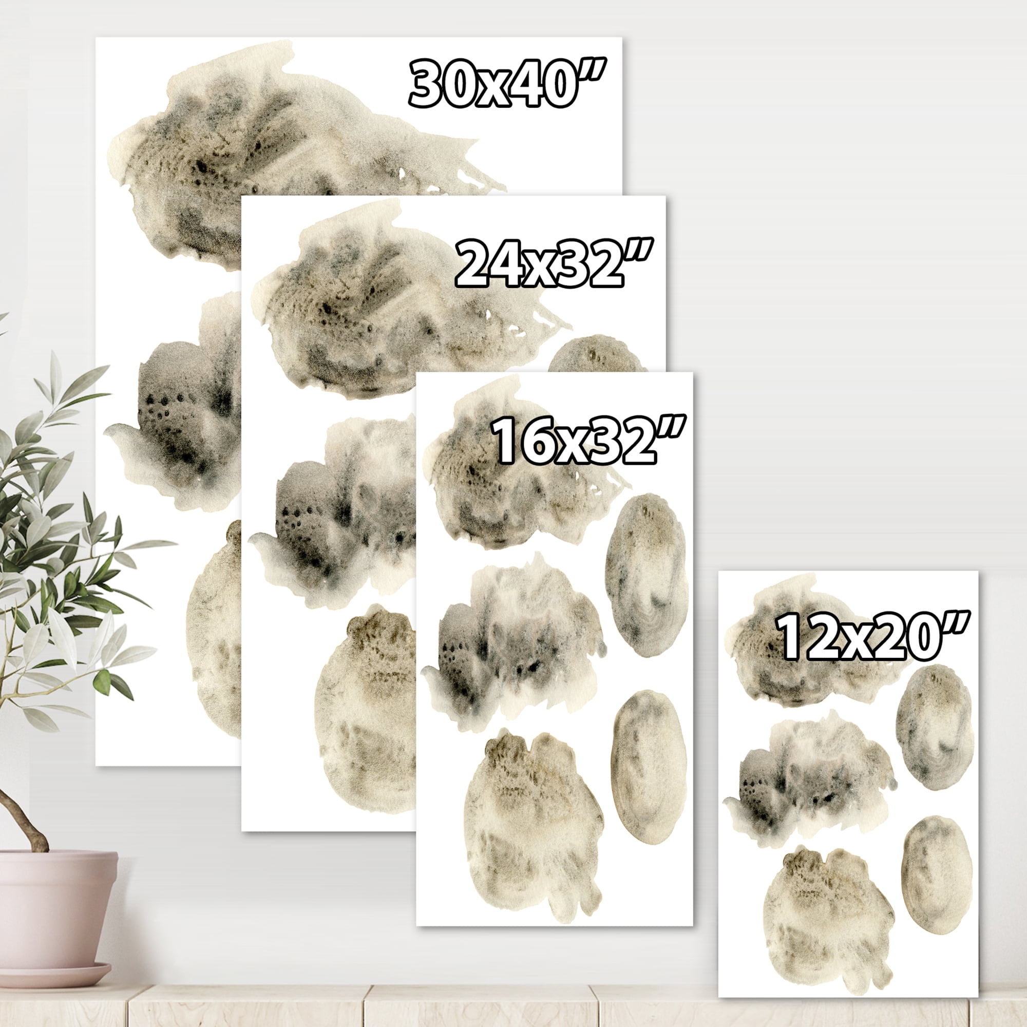 Designart ' Golden Beige and Grey Clouds II ' Modern Canvas Wall Art Print