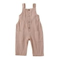 thumbnail image 1 of Limited Time Savings,Children's Solid Color Shoulder Strap Pants, Full Length Overalls, Pockets, Comfortable Fit, Easy-On Design, For Daily Wear, Versatile, Casual, Stretchy Material Warm and Cozy, 1 of 8