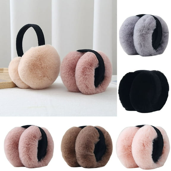 LINASHI Foldable Warm Knit Earmuffs Fleece Winter Ear Muffs Foldable Ear Covers Soft Ear Warmer for Women Outdoor Activities
