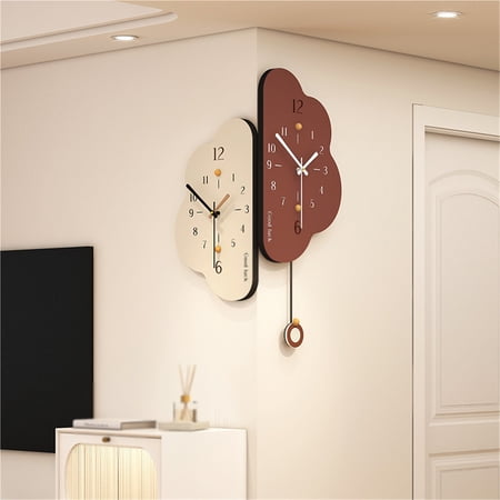 DoubleSided Corner Wall Clock with Pendulum, Decorative Hanging Clock with TwoFace Dial Design, Vintage Silent Wall Watch for Living Room, Office Decoration