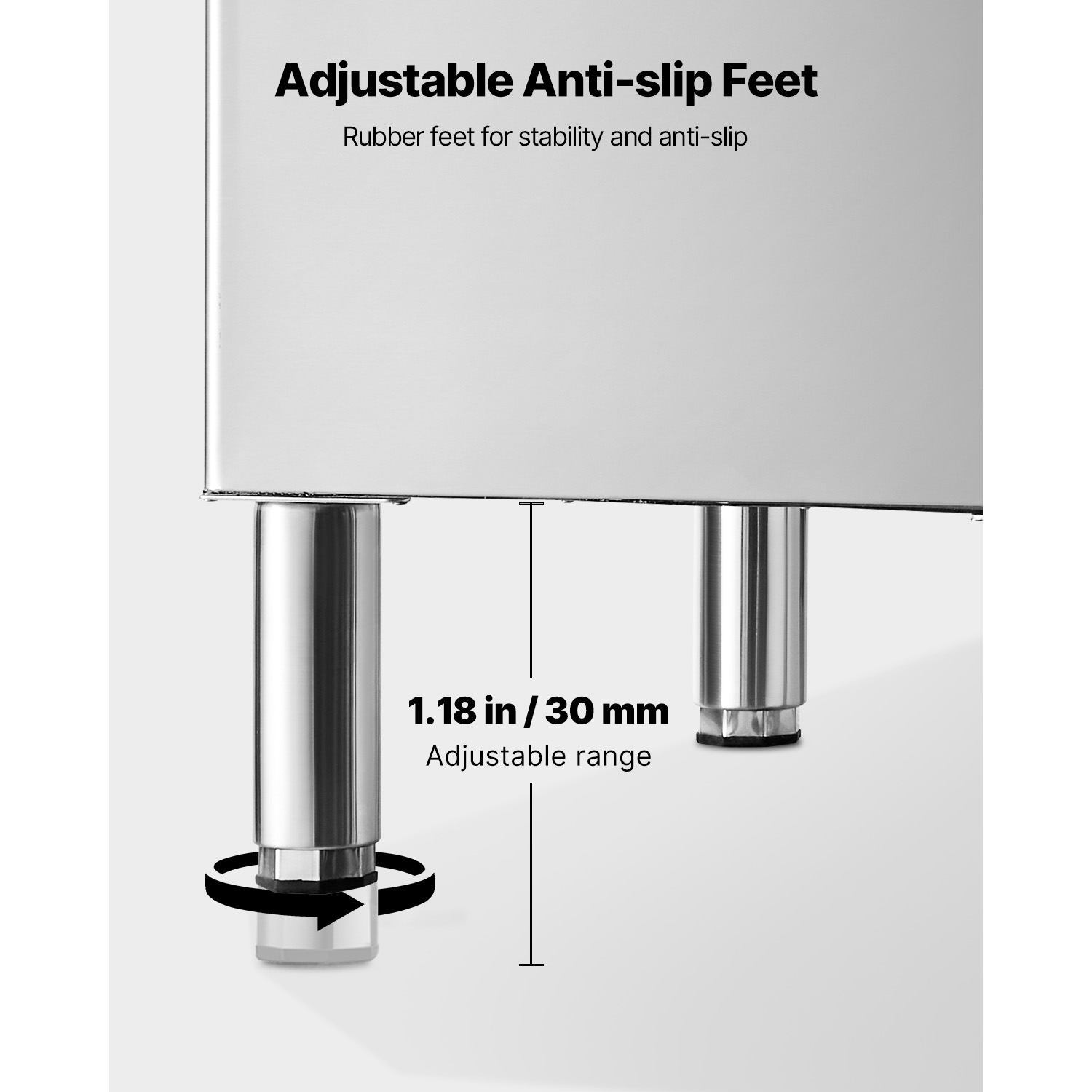 KFFKFF Commercial Ice Maker Storage Bin, 300 lbs Capacity, Stainless Steel Ice Storage Bin with Adjustable Non-Slip Rubber Feet, Ideal for Restaurants, Hotels, and Beverage Shops