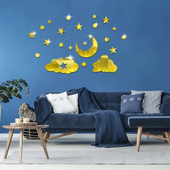 CCOCC Wall Paper,Crystal Gloss Wall Decals,Acrylic Material Shiny Finish Wall Stickers & Murals,Gold