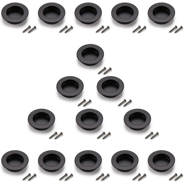 16 Pack Sliding Door Pulls Recessed Round Closet Finger Black Inset 304 Stainless Steel Circular Flush 50mm 2 Inch Outer Diameter Com 16 Pack Sliding Door Pulls Recessed, Round Recessed Closet Door Pulls