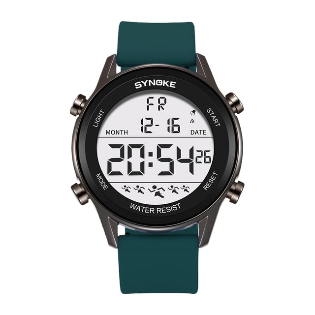 Matsuzay Reloj retro con alarma configurada y tiempo de visualización Sistema de 12/24 horas para mujeres Reloj de silicona para hombres Electrónica verde oscuro