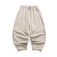 thumbnail image 4 of Men's Cropped Harem Pants Baggy Casual Trousers Loose Fit Drop Crotch Lightweight Breathable with Elastic Waist Drawstring for Yoga Lounge Streetwear Everyday, 4 of 9