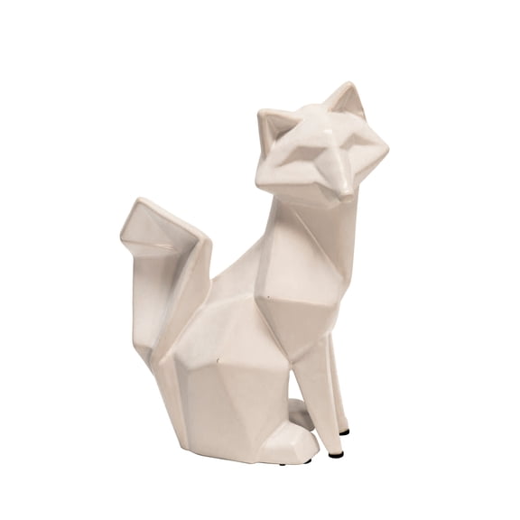 Sagebrook Home Ceramic 10" Modern Fake Fox Figurine, White