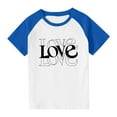 thumbnail image 4 of Girls Blue Color Block Raglan T-Shirt LOVE Graphic Soft Stretch Polyester Spandex Relaxed Fit for 4-12 Years,Size 11 T, 4 of 8