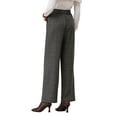 thumbnail image 3 of Pantalón de trabajo de cuadros para mujer INSPIRE CHIC, de pata ancha, recto y largo, en gris oscuro, estilo vintage de pata de gallo, talla M, 3 of 5