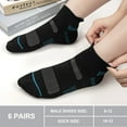 Loritta 6 Pairs Mens Ankle Socks, Black Athletic No Show Socks for Men