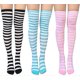 thumbnail image 1 of 3 Pairs Of Women Overknee Knee Socks Overknee Stockings Long Striped Socks, 1 of 4