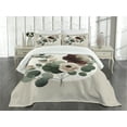 thumbnail image 3 of Ambesonne Monstera Quilted Bedspread Set 3 Pcs, Boho Minimalist Floral, King Size, Pale Sage Green Blush, 3 of 5