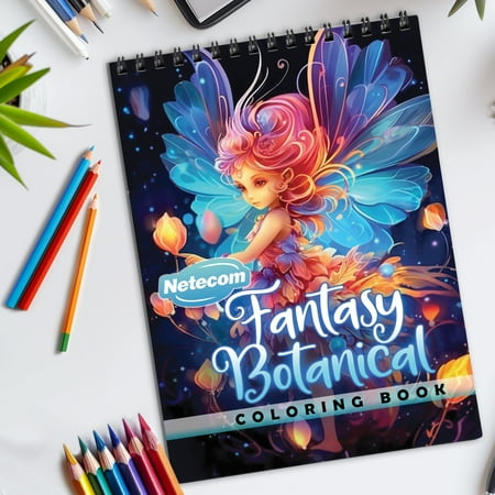 Fantasy Botanical Spiral Bound Coloring Book Imaginative Fantasy Plants and Landscapes for a Mystical Art Adventure Great for Fans of Magical Nature